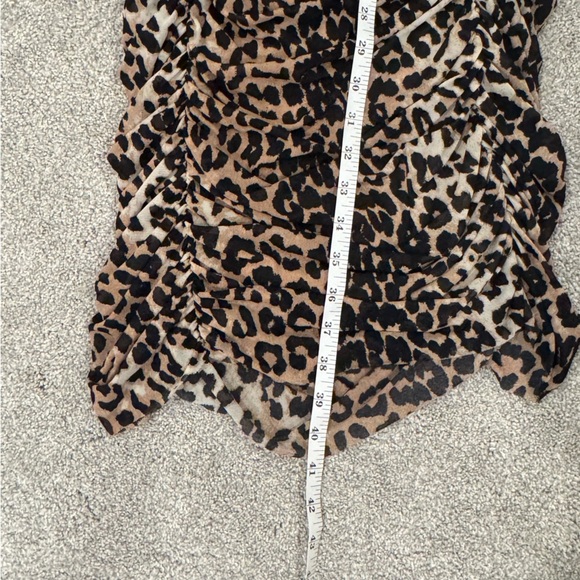 NWOT Ganni Ruched Leopard Print Mini Dress Animal Print Size EU 40 US 8 - Picture 8 of 10
